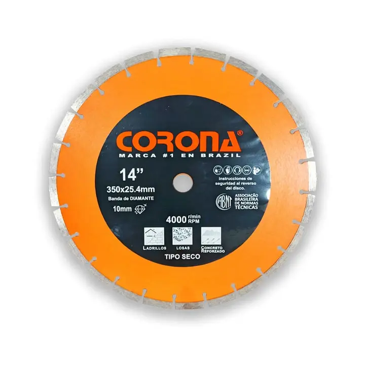 DISCO DE CORTE CON BANDA DE DIAMANTE CORONA 14¨ MOD: DC350 (10PCS/1CTN