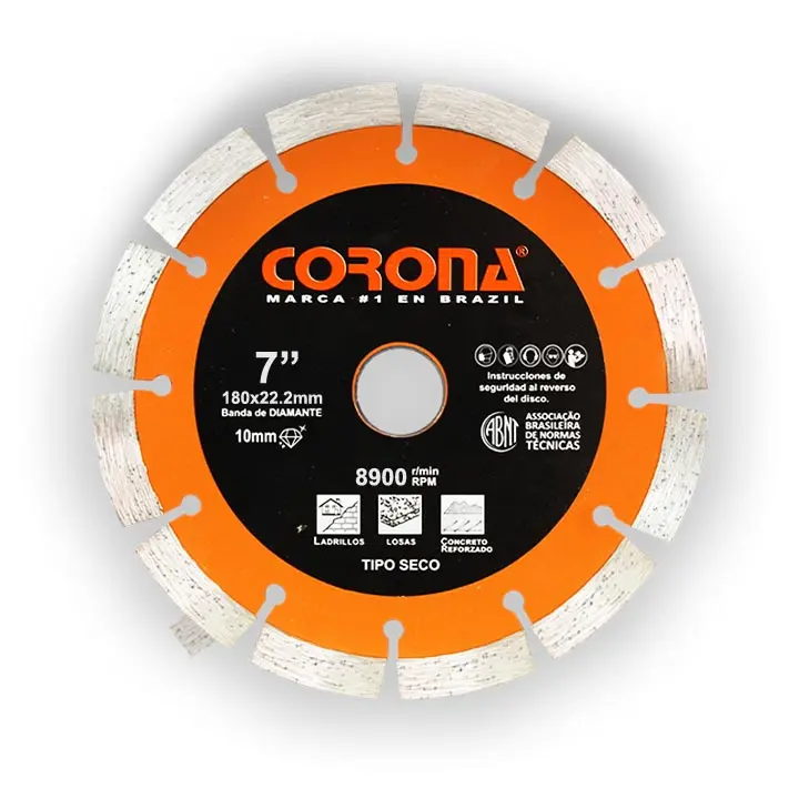 DISCO DIAMANTADO SEGMENTADO LISO-HUMEDO MARCA: CORONA 7¨ MOD: DC180 
