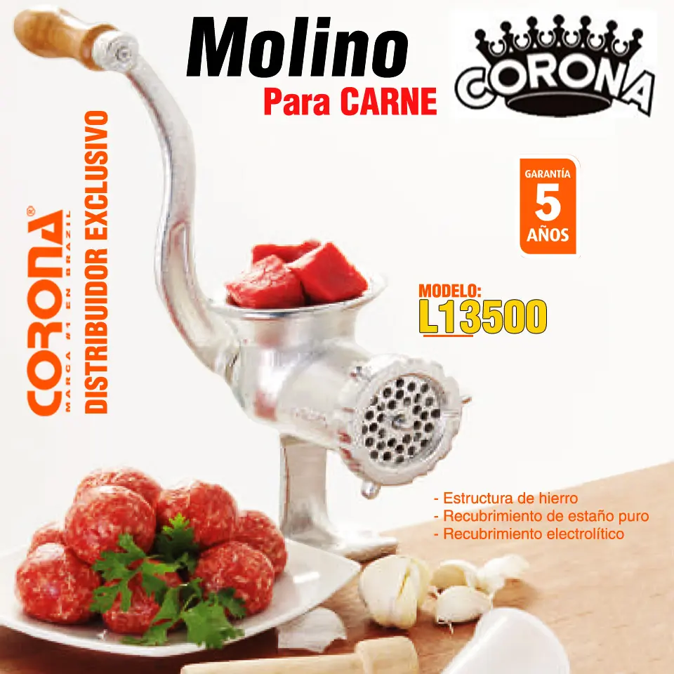 MOLINO PARA CARNE DE 32 ORIFICIOS, MARCA: CORONA MOD: L13500 (6PC/1CTN)