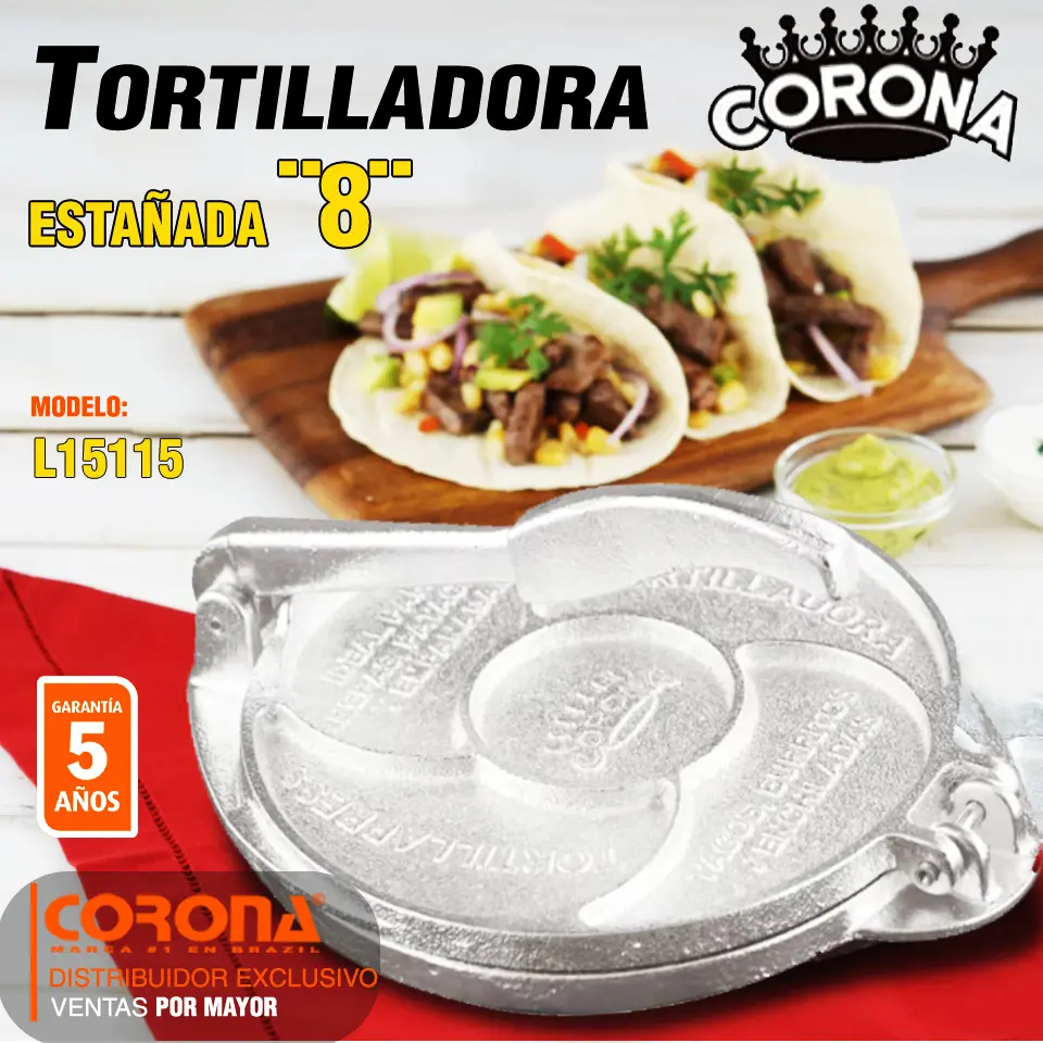 TORTILLADORA ESTAÑADA 8 USO DOMESTICO, MARCA: CORONA MOD: L15115 (2PC/1CTN)
